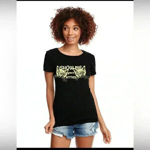 NWT screen printed novelty Show me your kitties black women’s tee all sizes